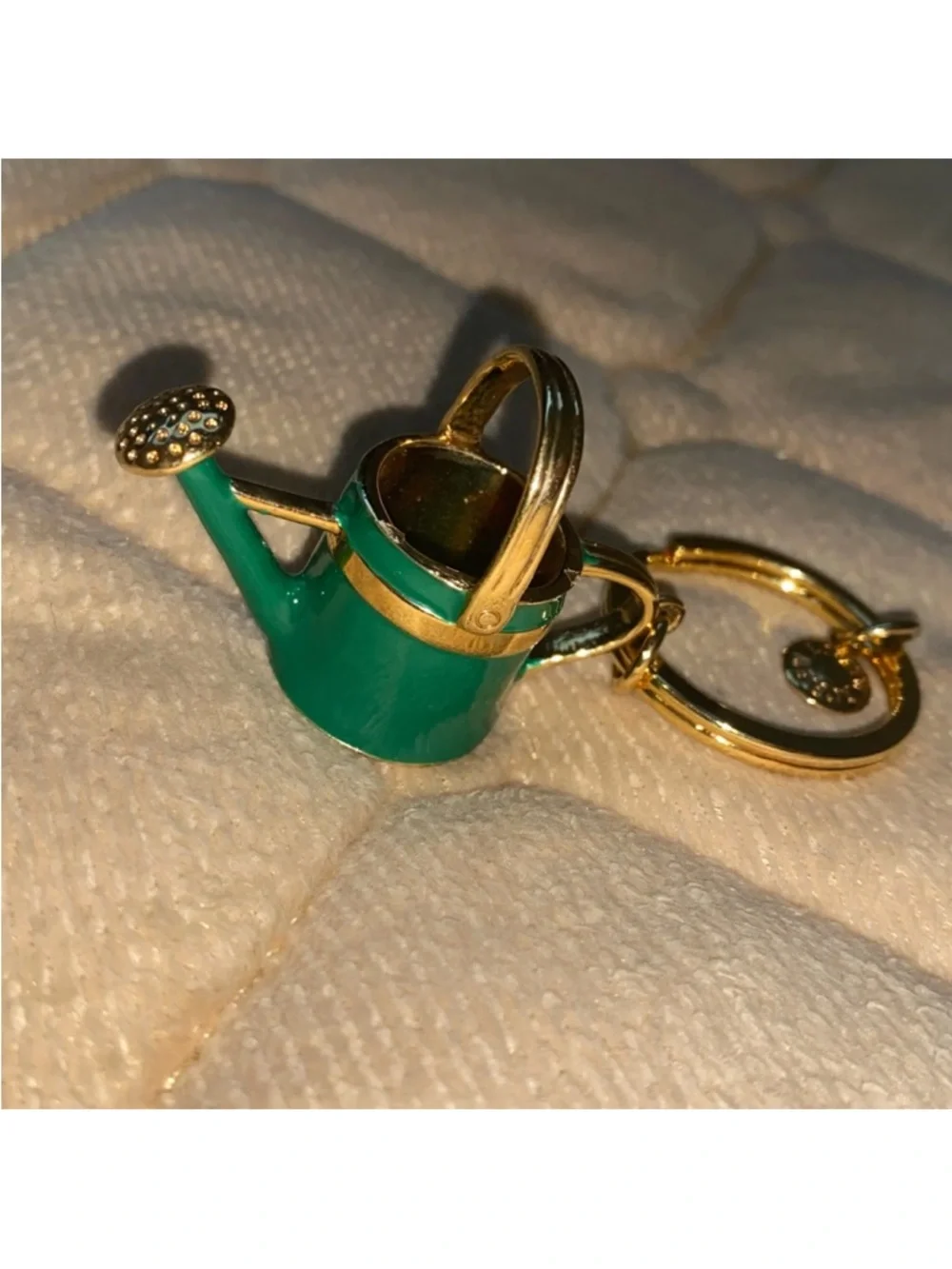 J. Crew RARE Flower Watering Can Keychain Green Gold Color‎